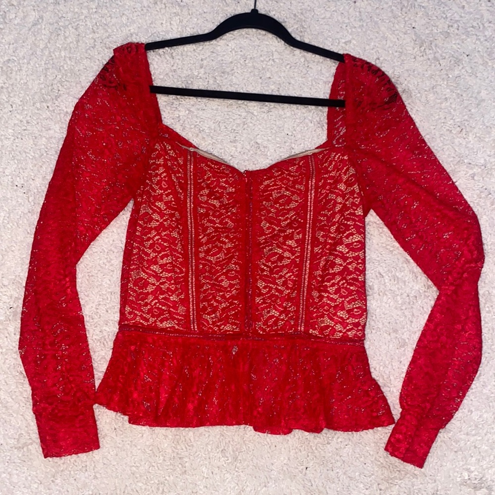 Red lace top
